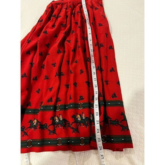 Vintage Decouve red Horse print and racing skirt side zip size 10 - Picture 5 of 12